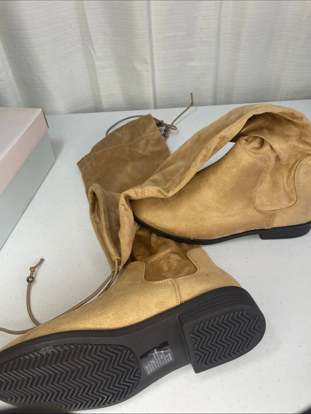 SO Over-the-Knee Suede Boots in Tan